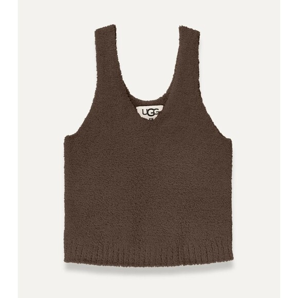 UGG Womens Size XS Dulcie Cozy Knit Tank Top Sleeveless V-Neck Cola Brown NEW - Picture 1 of 9